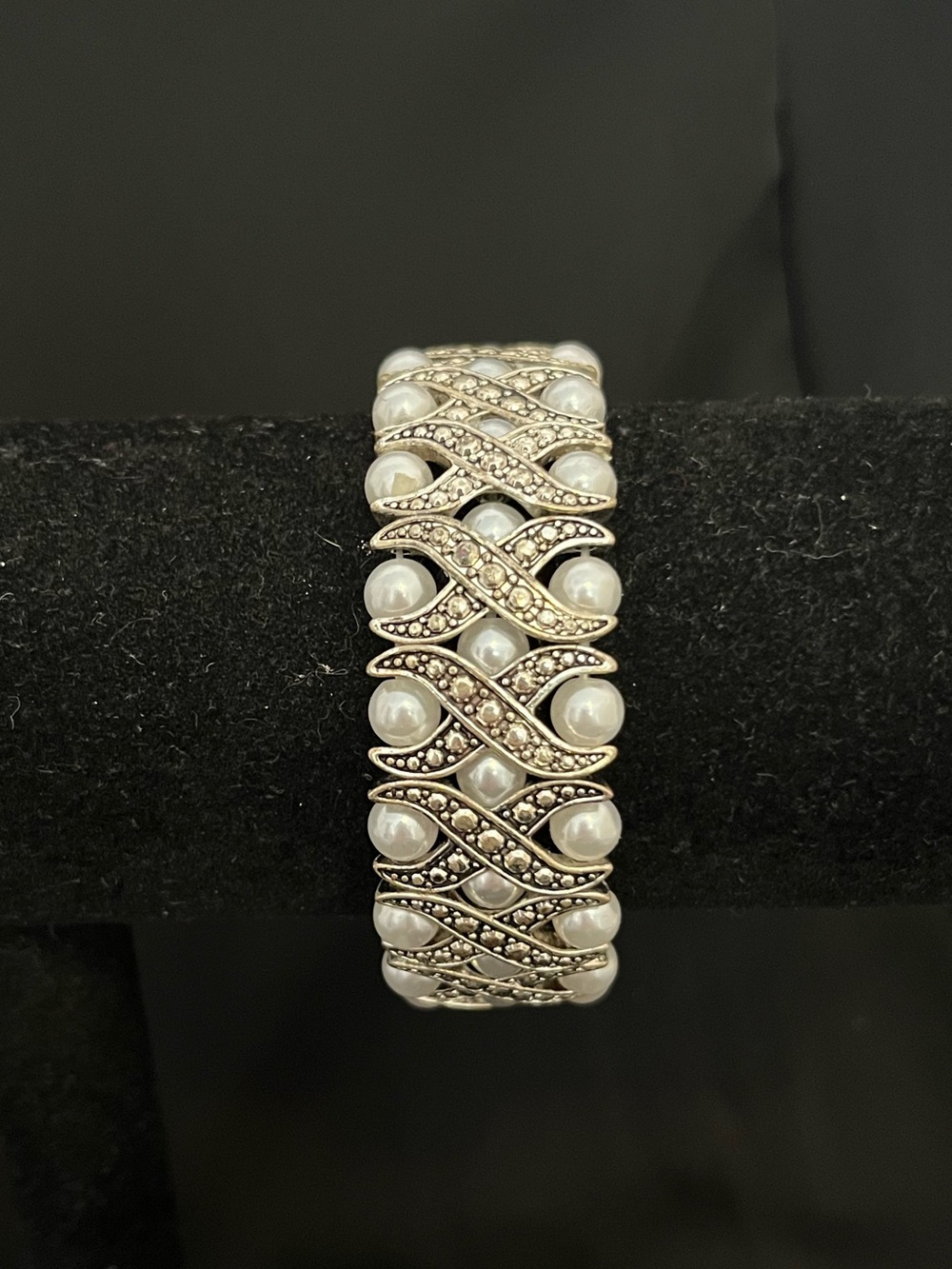 Silver Pearl-Accent Stretch Bracelet - Women Jewelry